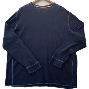 TIMBERLAND Mens Navy Blue Waffle Knit Thermal Shirt Gorpcore Work Shirt Size XXL